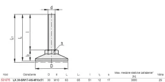 531075 LX.30-SW17-AS-M10x51 Polohovacia noha s pevnou skrutkou, protišmykovou podložkou