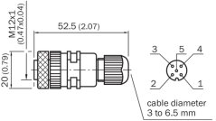 6009719 DOS-1205-G Priamy konektor M12/5pin samica