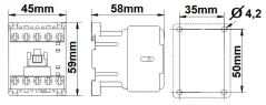 LZDM0613 Stýkač 3-pólový, CUBICO mini 2,2kW 6A 1Z 230VAC