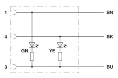 1414565 SAC-3P-10,0-PVC/M12FS-2L Kábel s konek. M12 /3pin/priamy /voľný koniec kábla, 10m