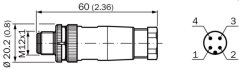 6009932 STE-1204-G Priamy konektor M12/4pin samec