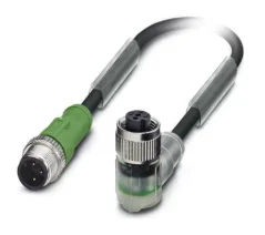 1694567 SAC-3P-M12MS/0,6-PUR/M12FR-2L Kábel s konek. M12/M12, 3pin/3pin,priamy/uhlový 0,6m
