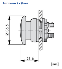 M22-DP-R 216714 Hríbové tlačidlo vratné, červené