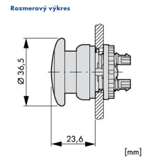 M22-DRP-S 216743 Hríbové tlačidlo čierne, aretovacie
