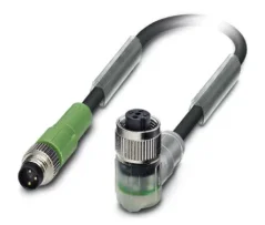1693364 SAC-3P-M 8MS/ 0,6-PUR/M12FR-2L Kábel s konek.M8/M12, 3pin/3pin,priamy/uhlový, 0,6m