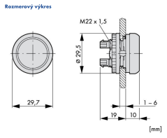 M22-DL-R 216925 Ovládacia hlavica tlač., presvetlená,červená