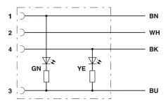 1415597 SAC-4P- 3,0-PVC/M12FS-2L Kábel s konektorom M12/4pin/priamy/voľný koniec kábla, 3m