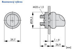 M22-WLK3-G 216837 Ovládacia hlavica prepínača, presvetlená,3 pol,zelená